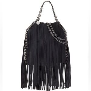 Stella McCartney Falabella Fringe Tiny Tote Bag Black Metallic Limited Edition